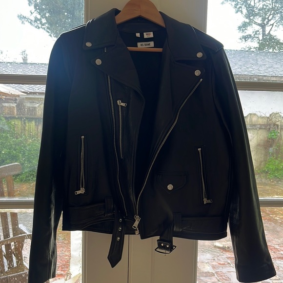 Re/done Leather Motorcycle Jacket, Sm - Picture 2 of 5